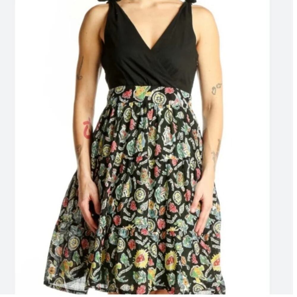 Anthropolgie Maeve Bora French Isles black multicolor sundress size 6
